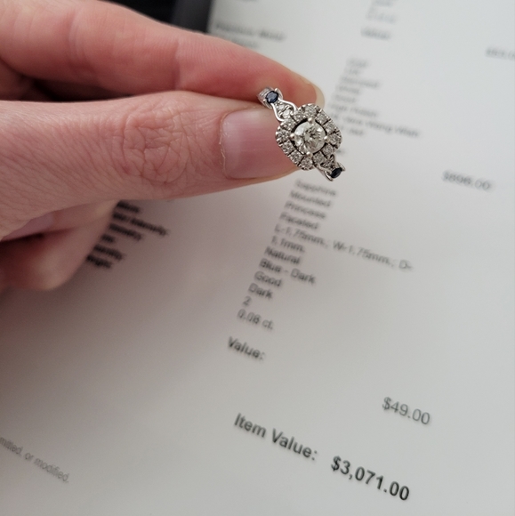 BAND SOLD!!14K WHITE GOLD VERA WANG DIAMOND & SAPPHIRE WISH 2 PC BRIDAL SET S: 5 - Picture 9 of 16